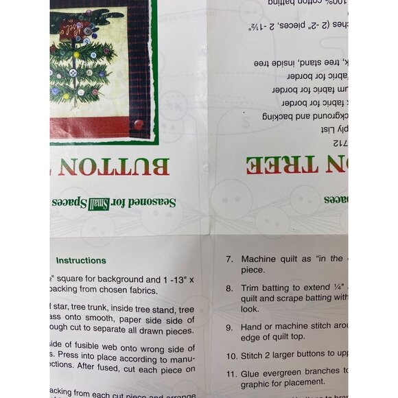 Holiday Dimension Kidz Collection Iron-On Fabric Appliqué Kit Santa Button Tree - Picture 8 of 8